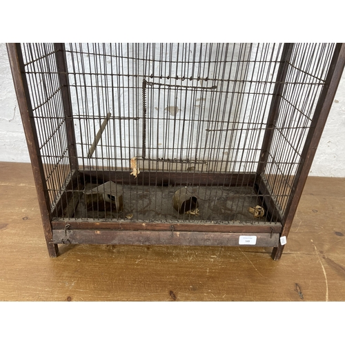 549 - A 19th century style wooden and metal bird cage - approx. 94cm high x 54cm wide x 23.5cm deep