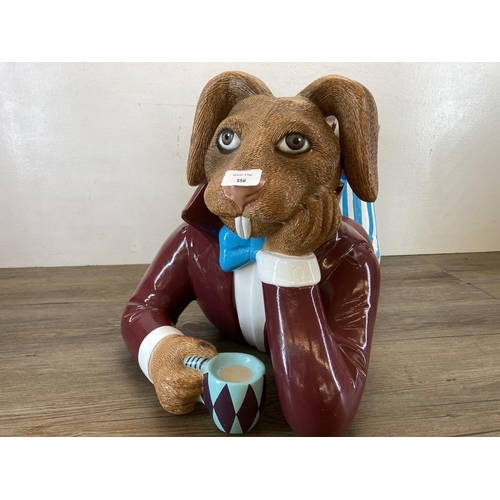 556 - A large fibreglass and resin Alice in Wonderland March Hare Mad Hatters Tea Party figurine - approx.... 