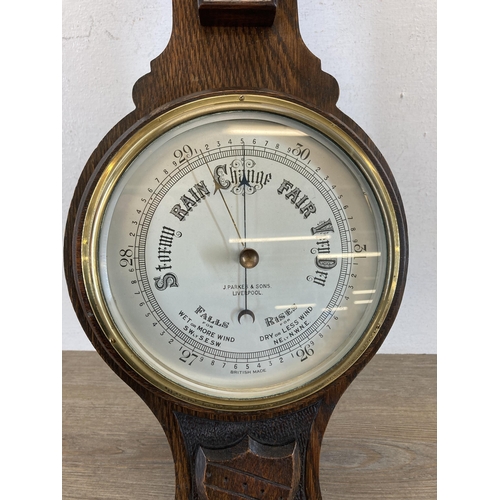 572 - A 19th century style J. Parks & Sons of Liverpool barometer - approx. 67cm long