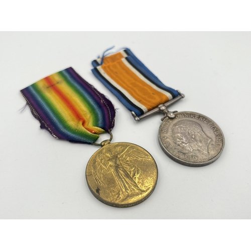 2006 - Two WWI British medals, one Victory presented to 266153 Pte. E. Hulme R. Lanc. R. and one War presen... 