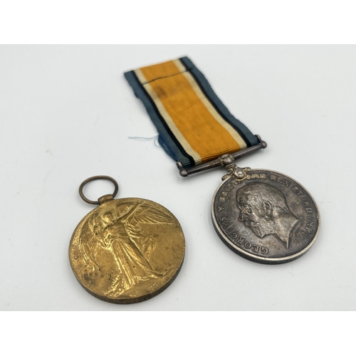 2008 - Two WWI British medals, one Victory presented to 46334 Pte. H. Dixon Durh. L.I. and one War presente... 