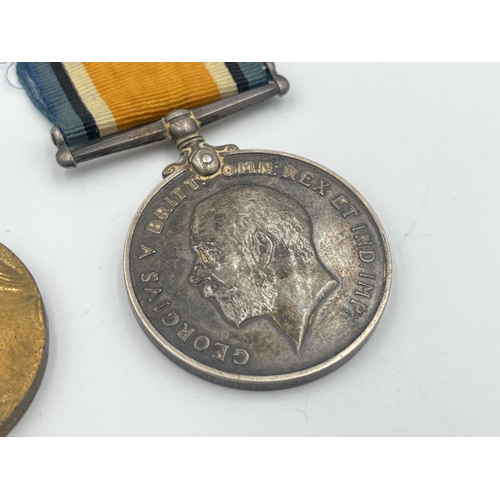 2008 - Two WWI British medals, one Victory presented to 46334 Pte. H. Dixon Durh. L.I. and one War presente... 