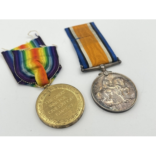 2010 - A WWI British medal pair presented to 8020 Pte. J. Whitehead Dorset R.