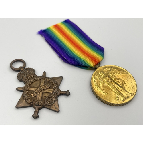 2011 - Two WWI British medals, one Victory presented to 30246 Pte. R. Proctor York & Lanc. R. and one 1914-... 