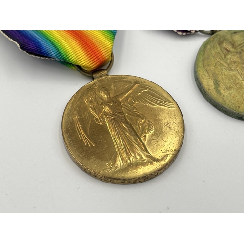 2012 - Two WWI British Victory medals, one presented to M-334368 Pte. F. J. Bean A.S.C. and one presented t... 