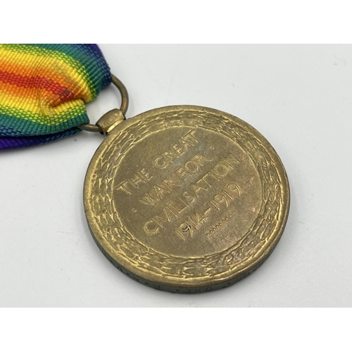 2014 - Two WWI British medals, one Victory presented to M. Z. 4869 G.S.L. Pearson Ord. R.N.V.R. and one War... 