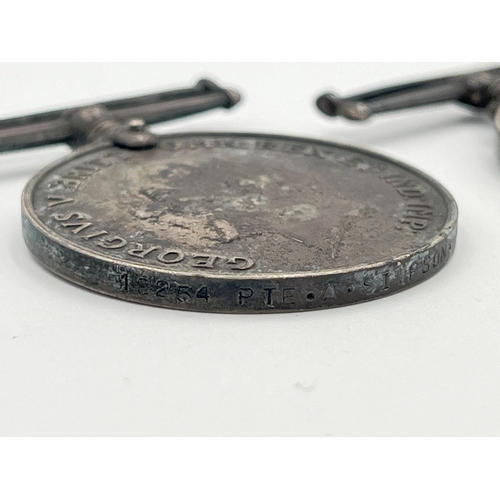 2017 - Two WWI British Manchester Regiment War medals, one presented to 19254 Pte. A. Simpson and one prese... 