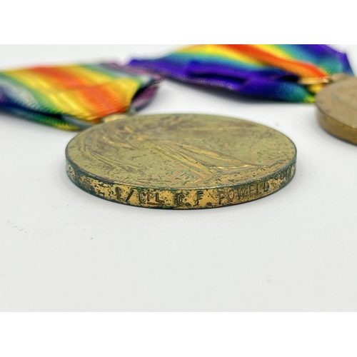 2018 - Two WWI British Victory medals, one presented to Dvr. L.P. Myburgh Z.A.D.K. and one presented to L/C... 