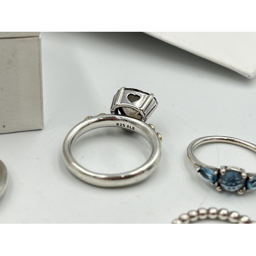 2417 - Nine Pandora .925 silver rings