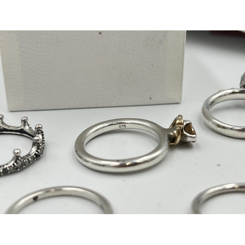 2417 - Nine Pandora .925 silver rings