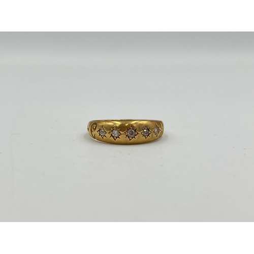 2480 - A Victorian hallmarked Birmingham 18ct gold diamond five stone ring, size N and dated 1896 - approx.... 