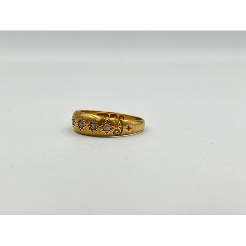 2480 - A Victorian hallmarked Birmingham 18ct gold diamond five stone ring, size N and dated 1896 - approx.... 