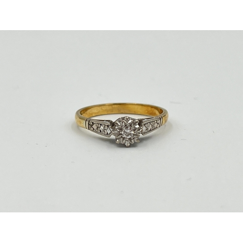 2495 - An 18ct gold diamond solitaire ring, size M½ - approx. gross weight 2.9g