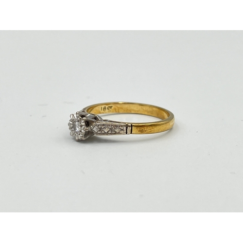 2495 - An 18ct gold diamond solitaire ring, size M½ - approx. gross weight 2.9g