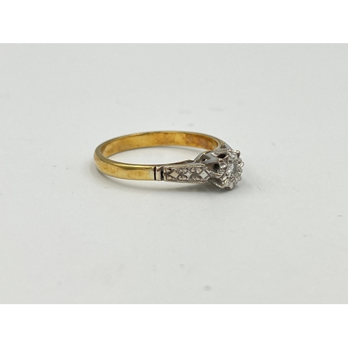 2495 - An 18ct gold diamond solitaire ring, size M½ - approx. gross weight 2.9g