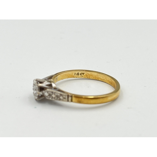 2495 - An 18ct gold diamond solitaire ring, size M½ - approx. gross weight 2.9g