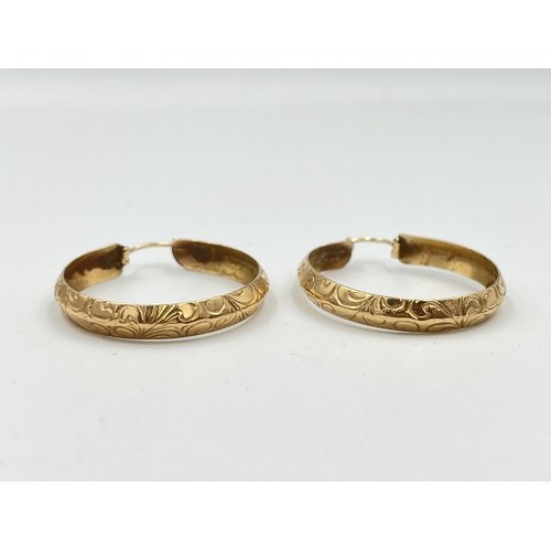 2497 - A pair of hallmarked Birmingham 9ct gold earrings - approx. gross weight 3.68g