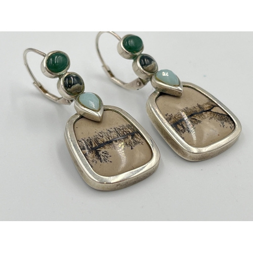 2501 - A pair of QVC .925 silver multi-gemstone earrings by Whitney Kelly - approx. gross weight 9.28g