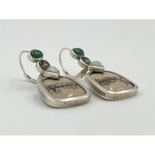 2501 - A pair of QVC .925 silver multi-gemstone earrings by Whitney Kelly - approx. gross weight 9.28g