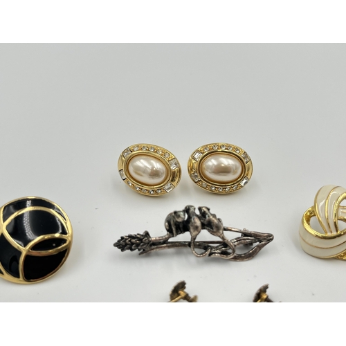 2504 - Five pieces of costume jewellery to include to include silver and faux pearl hook earrings, Napier e... 