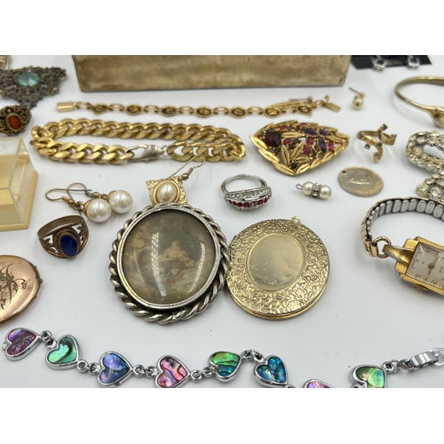 2506 - A collection of vintage costume jewellery and watches to include Oris lady's wristwatch, cameo penda... 