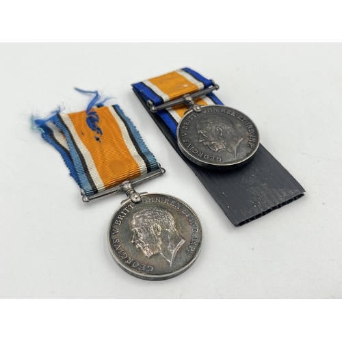 2021 - Two WWI British War medals, one presented to 20628 Pte. J. Halstead Sco. Rif. and one presented to M... 