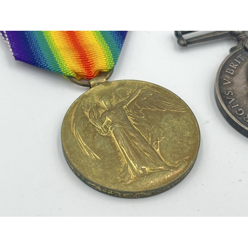 2024 - Two WWI British medals, one Victory presented to 66288 Gnr. H. Hallam R.A. and one War presented to ... 