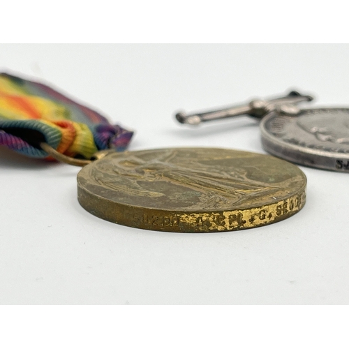 2025 - Two WWI British medals, one Victory presented to 58200 A. Cpl. G. Seager R.A. and one War presented ... 