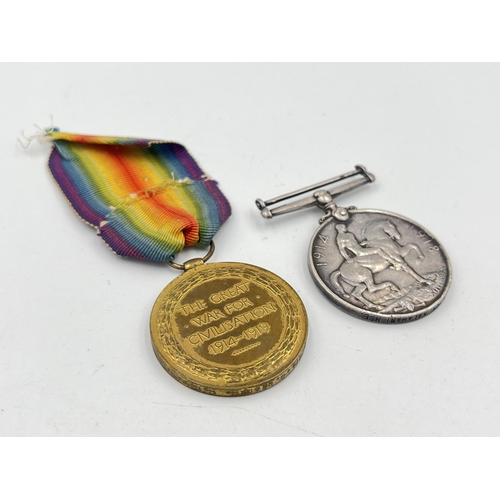 2025 - Two WWI British medals, one Victory presented to 58200 A. Cpl. G. Seager R.A. and one War presented ... 