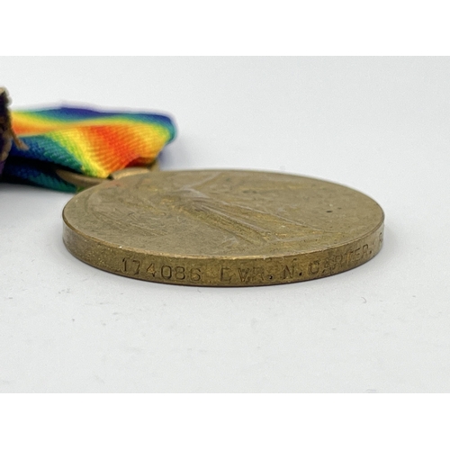 2027 - Two WWI British Royal Artillery Victory medals, one presented to 16519 Cpl. G. Mallabone and one pre... 