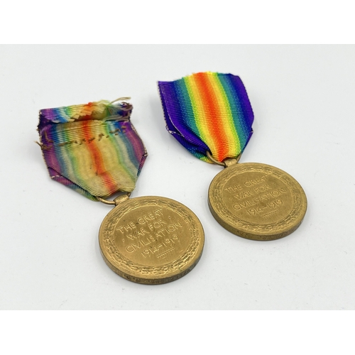 2027 - Two WWI British Royal Artillery Victory medals, one presented to 16519 Cpl. G. Mallabone and one pre... 