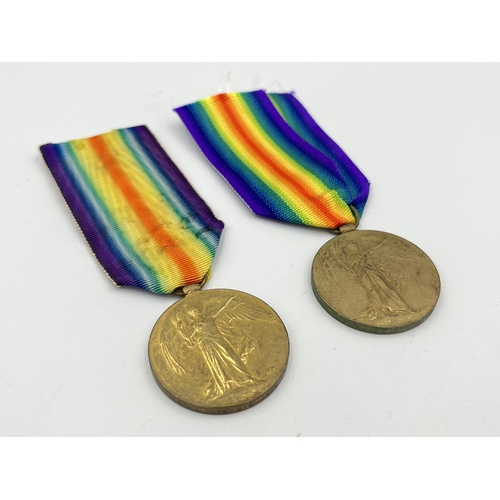 2029 - Two WWI British Victory medals, one presented to 6966 Pte. G.J. Digby Notts. & Derby R. and one pres... 