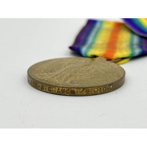 2029 - Two WWI British Victory medals, one presented to 6966 Pte. G.J. Digby Notts. & Derby R. and one pres... 