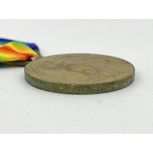 2029 - Two WWI British Victory medals, one presented to 6966 Pte. G.J. Digby Notts. & Derby R. and one pres... 