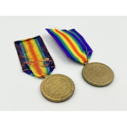 2029 - Two WWI British Victory medals, one presented to 6966 Pte. G.J. Digby Notts. & Derby R. and one pres... 