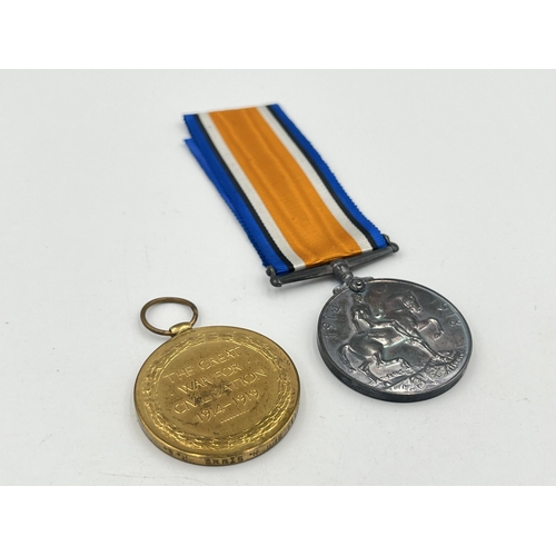 2031 - A WWI British medal pair presented to 150414 Spr. H. Bins. R.E.