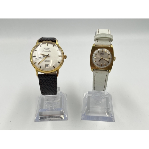 2322 - Two vintage mechanical wristwatches, one men's Rotary Commodore and one lady's Oris Super