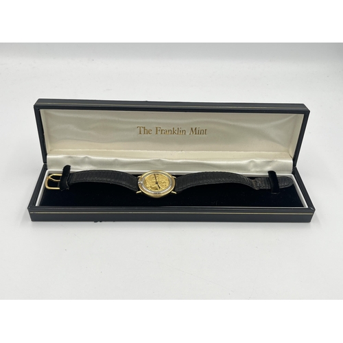 2332 - A vintage boxed Franklin Mint The Monte Carlo Casino wristwatch with .925 sterling silver dial