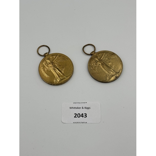 2043 - Two WWI 1914-1919 South African Victory medals