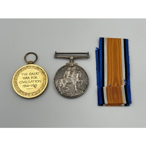 2036 - A WWI family medal group awarded to PTE. H. Whitehead LAN. FUS. and PTE. J. Whitehead. Cheshire Reg.... 