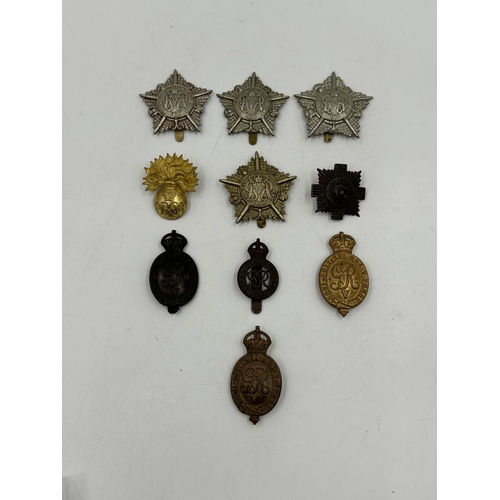 2214 - Ten military cap badges