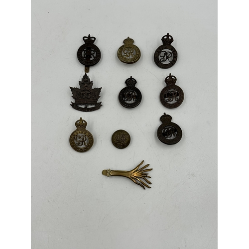 2220 - Ten military cap badges