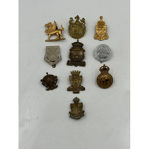 2227 - Ten military cap badges