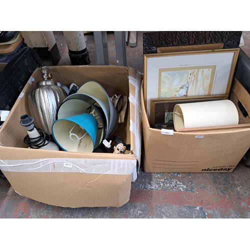 1040 - Two boxes containing cutlery, Brocklehurst Whiston Macclesfield silk, Disney Mickey Mouse figurine, ... 