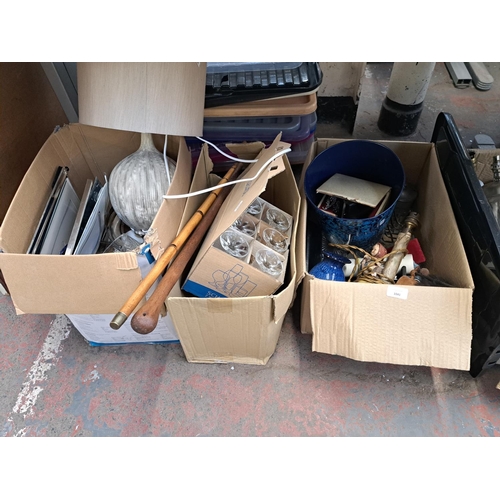 1041 - Three boxes containing ceramics, glassware, table lamp etc.