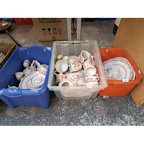 1047 - Five boxes containing a large quantity of Mason's and Furnivals Quail dinnerware