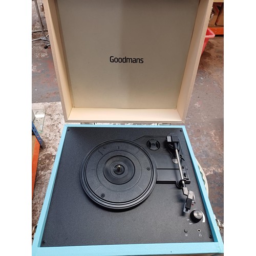 690 - A Goodmans three-speed record player on legs