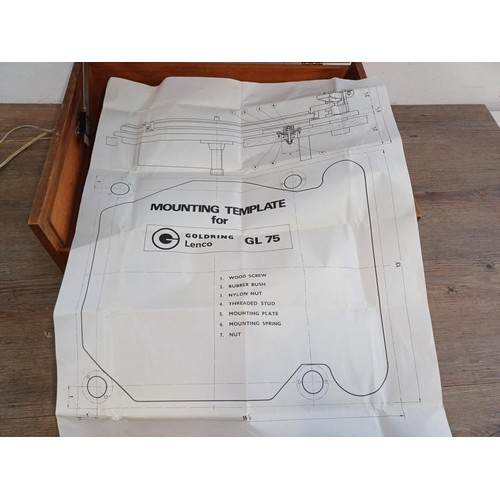 693 - A Goldring Lenco GL75 four-speed transcription turntable fitted to Dynatron branded plinth with inst... 