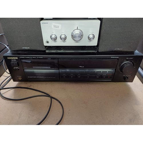 701 - Four items, one Pure Evoke-1 DAB radio, one Hitachi micro stereo system, one Kenwood KX-5030 cassett... 