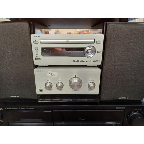 701 - Four items, one Pure Evoke-1 DAB radio, one Hitachi micro stereo system, one Kenwood KX-5030 cassett... 
